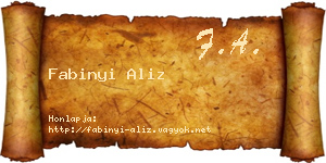 Fabinyi Aliz névjegykártya
